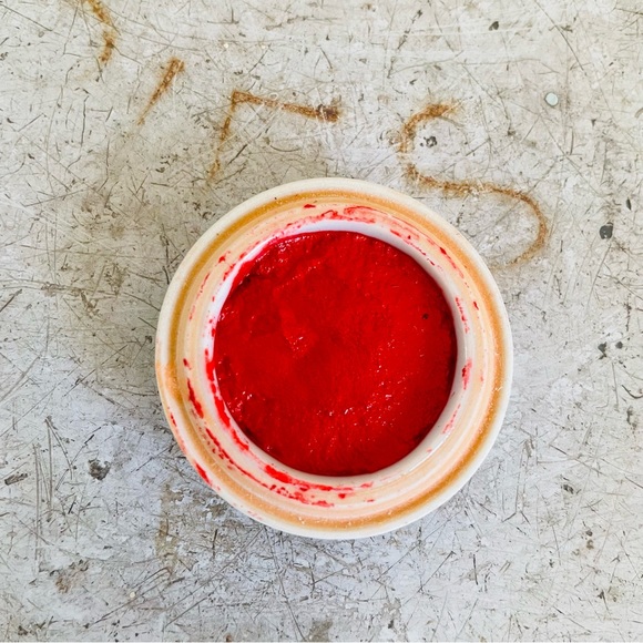 Vintage Red Chinese Seal Paste & Ceramic Paste Container with Blue Dragons - Picture 5 of 11